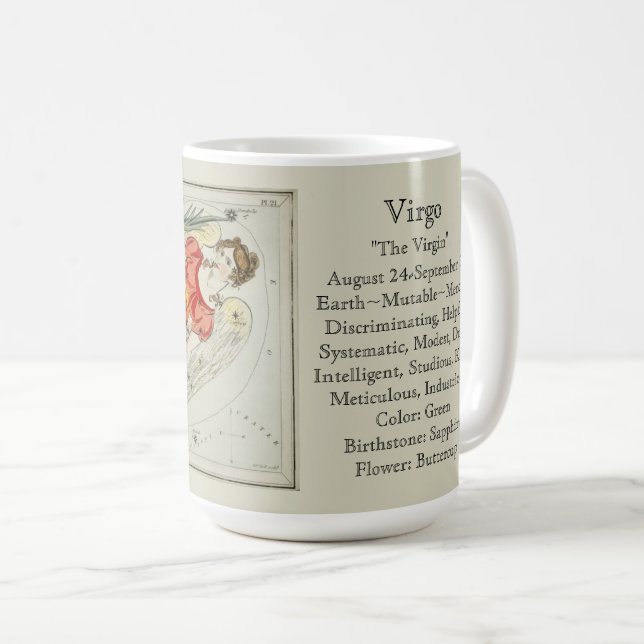 Mug Carte astronomique antique Virgo Zodiac (Devant droit)