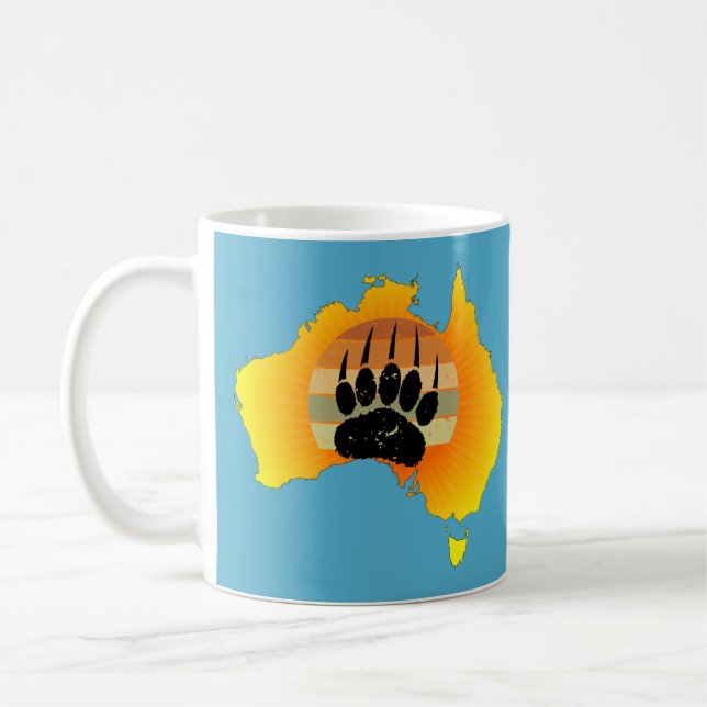 Mug Carte Australie Sunny Ours Avec Sunset Rétro (Gauche)