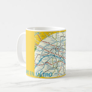 Mug Carte colorée des lignes de métro à Paris FranceMu