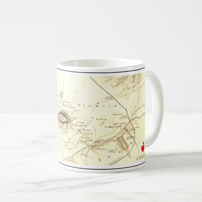 Mug Carte d'Athènes antique, Grèce (Devant droit)