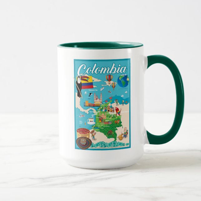 Mug Carte de bande dessinée de la Colombie (Droite)