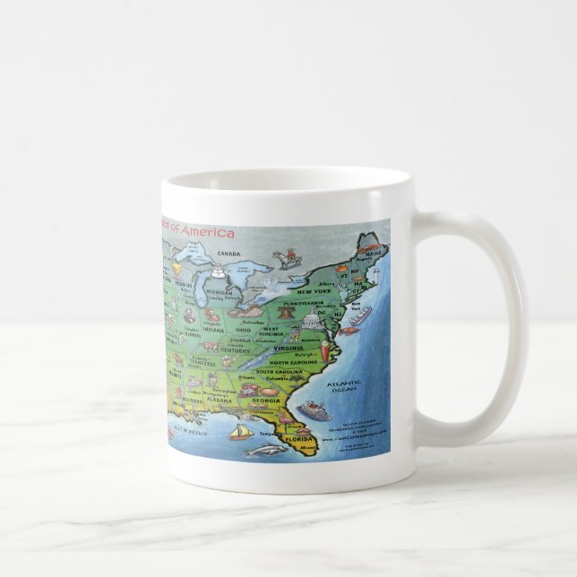 Mug Carte de bande dessinée des Etats-Unis (Droite)