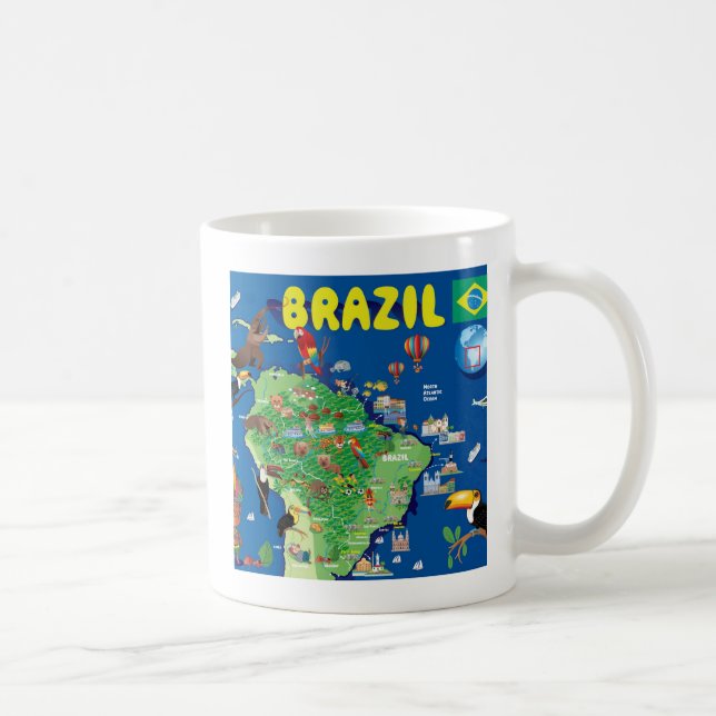 Mug Carte de bande dessinée du Brésil (Droite)