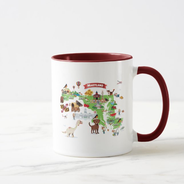 Mug Carte de bande dessinée du Maryland (Droite)