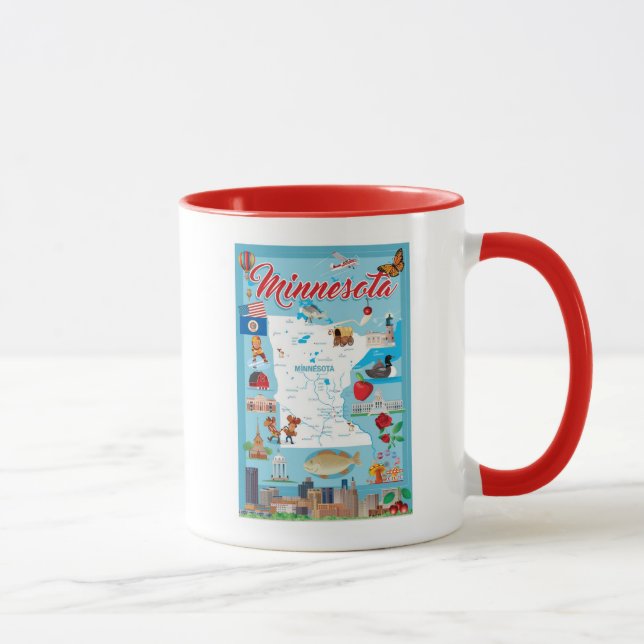 Mug Carte de bande dessinée du Minnesota (Droite)