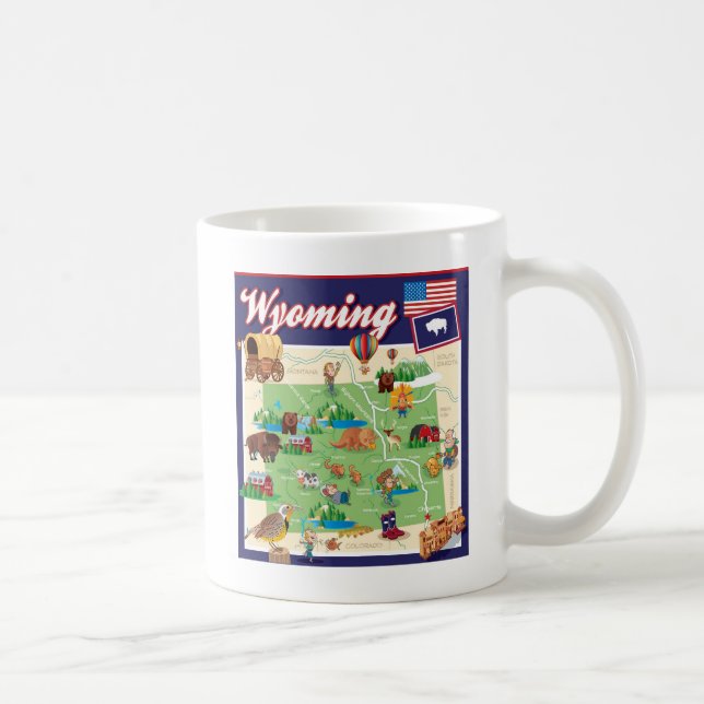Mug Carte de bande dessinée du Wyoming (Droite)