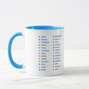Mug Carte de code phonétique A-Z de l'OTAN pour l'entr