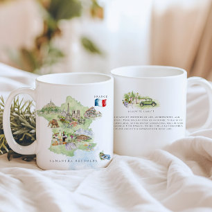 Mug Carte de France illustrée à l'aquarelle Monogram
