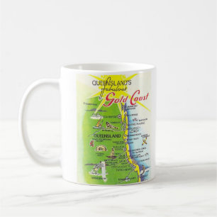 Mug Carte de la côte d'or du Queensland Australie sur 