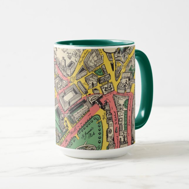 Mug Carte de la route du couronnement, Londres, Anglet (Devant droit)