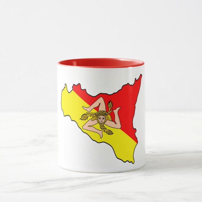Mug Carte de la Sicile avec Trinacria Symbole de café  (Centre)