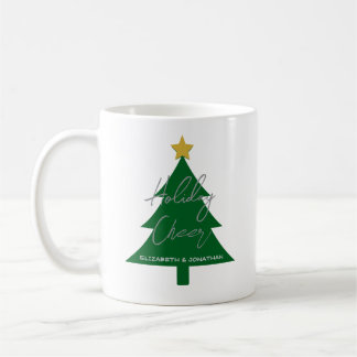 Mug Carte de l'arbre de Noël de Joie des Fêtes
