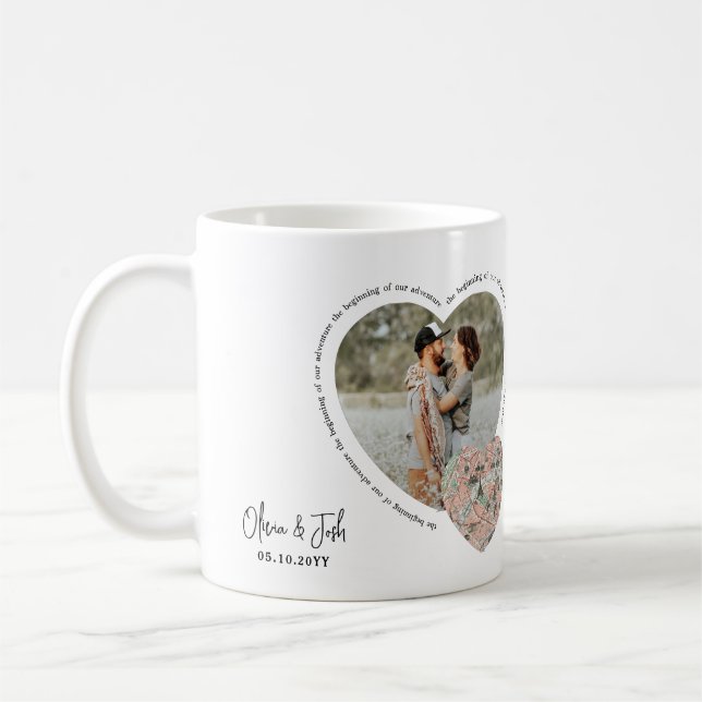 Mug Carte de l'emplacement du coeur photo fiançailles  (Gauche)