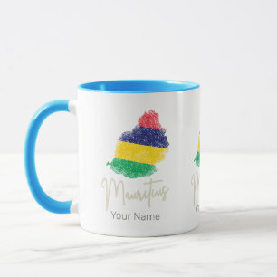 Mug Carte de l'île Maurice Drapeau Vintage Océan Indie