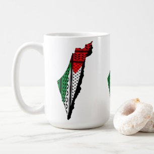 Mug Carte de Palestine avec drapeau et Motif Keffiyeg