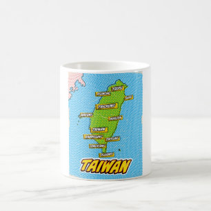 Mug Carte de Taïwan illustrée par Pop Art