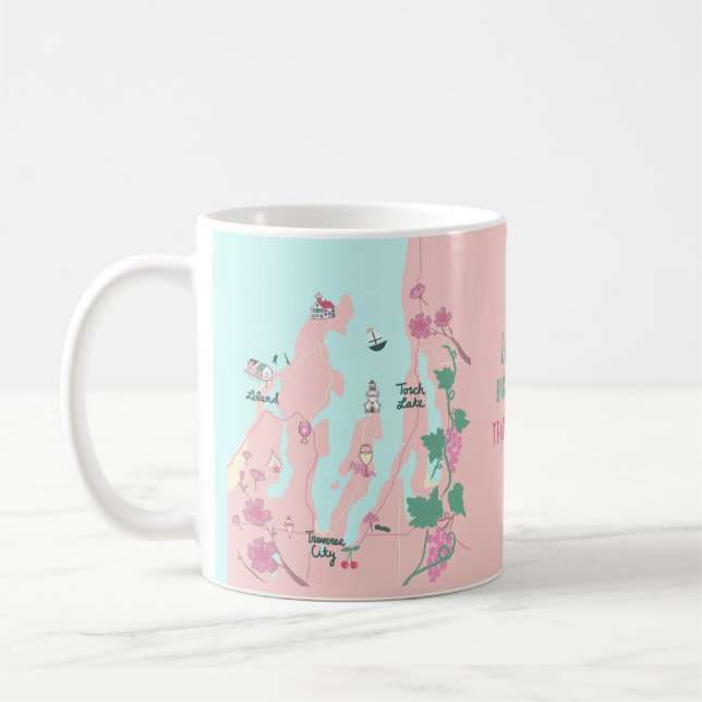 Mug Carte de Traverse City Michigan Enterrement de Vie (Gauche)