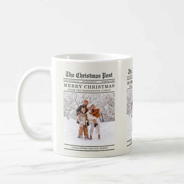 Mug Carte de voeux de Noël style vieux journal (Gauche)
