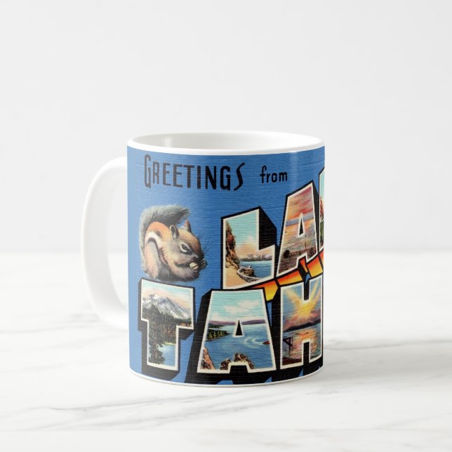 Mug Carte de vœux vintage du lac Tahoe (Devant gauche)