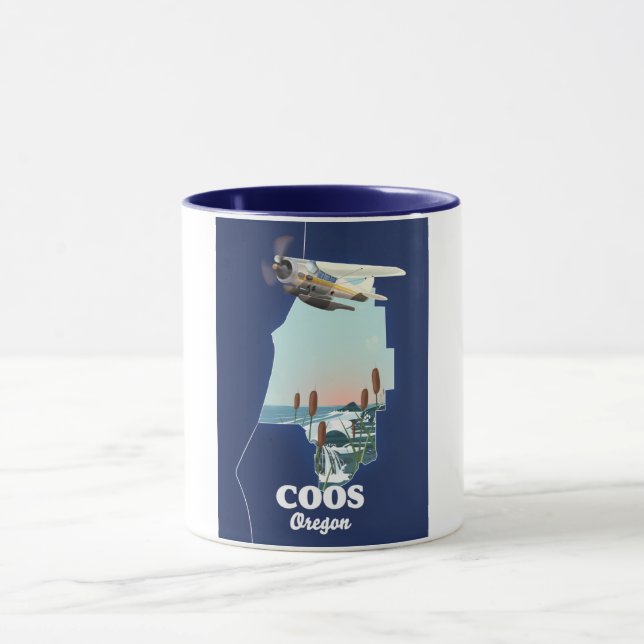 Mug Carte de voyage Coos Oregon (Centre)