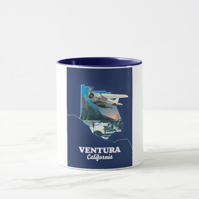Mug Carte de voyage Ventura California Numéro de table (Centre)