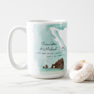 Mug Carte d'eau du Mexique   Cabo   Mariage de destina