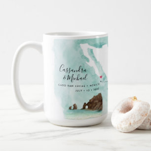 Mug Carte d'eau du Mexique   Cabo   Mariage de destina