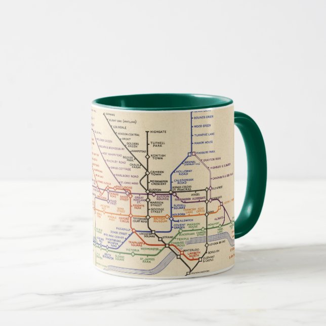 Mug Carte des chemins de fer souterrains de Londres (Devant droit)
