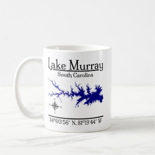 Mug Carte des coordonnées du lac Murray en Caroline du