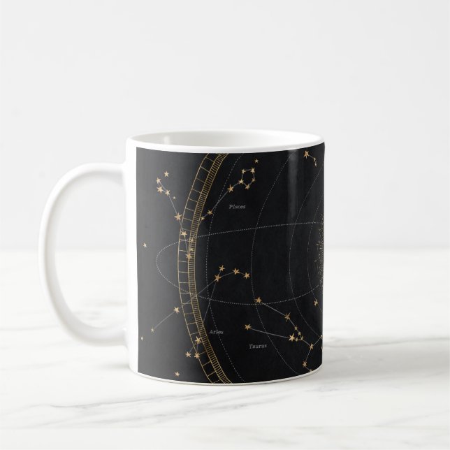 Mug Carte des étoiles astronomiques noir or étoiles zo (Gauche)