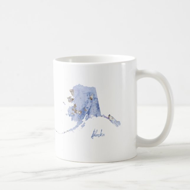 Mug Carte d'état de l'Alaska de bleu et d'or (Droite)
