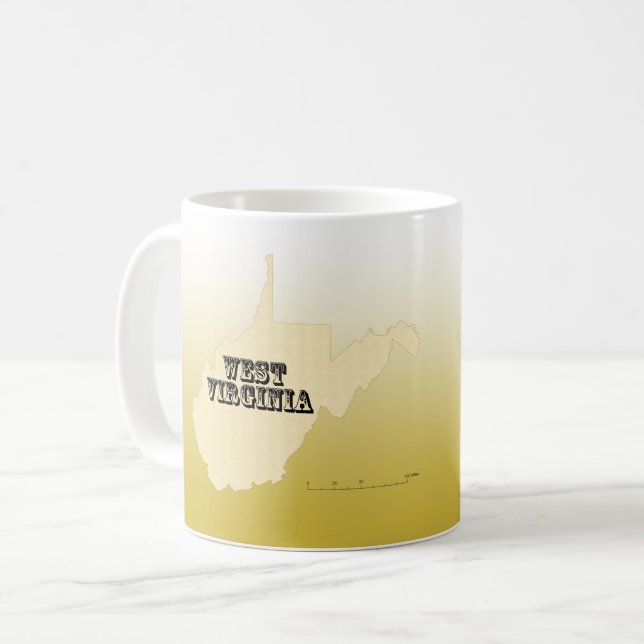 Mug - Carte d'état de Virginie-Occidentale avec la (Devant gauche)