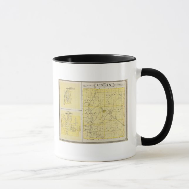 Mug Carte du comté d'Union avec Brownsville, Liberty (Droite)