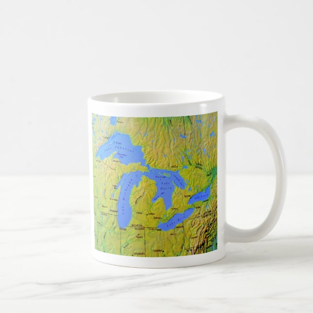 Mug Carte du design des Grands Lacs (Droite)