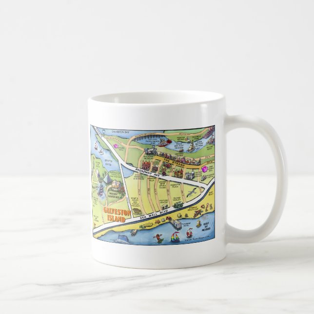 Mug Carte du dessin animé Galveston Texas (Droite)