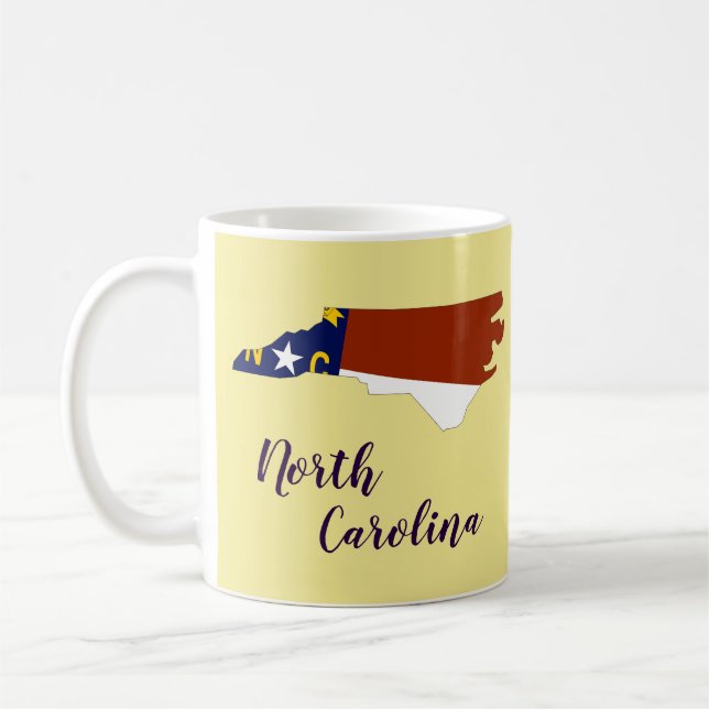 Mug Carte du drapeau de l'État de Caroline du Nord (Gauche)