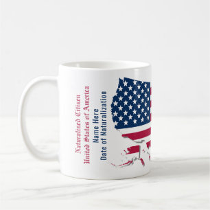 Mug Carte du Drapeau Personnalisé USA Nom du citoyen n