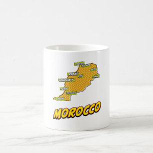 Mug Carte du Maroc illustrée dans le style Pop Art