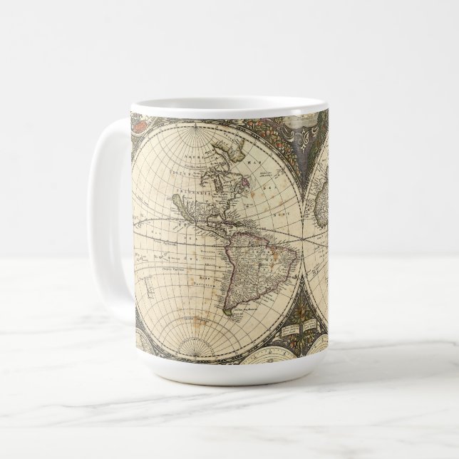 Mug Carte du monde 1660 par Frederick de Wit (Devant gauche)