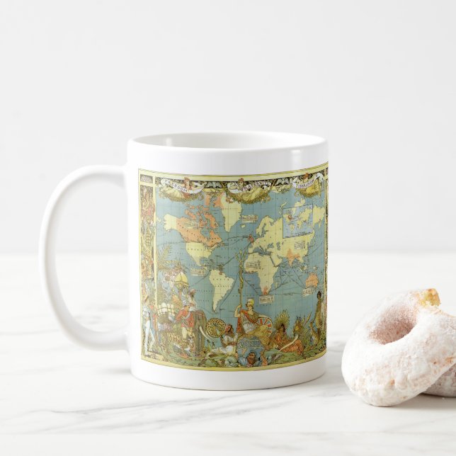 Mug Carte du monde antique de l'Empire britannique, 18 (Avec donut)