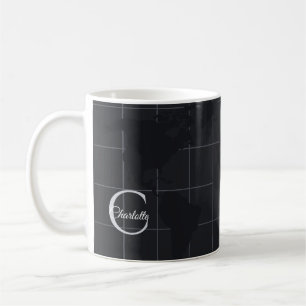 Mug Carte du monde grise moderne personnalisée avec in