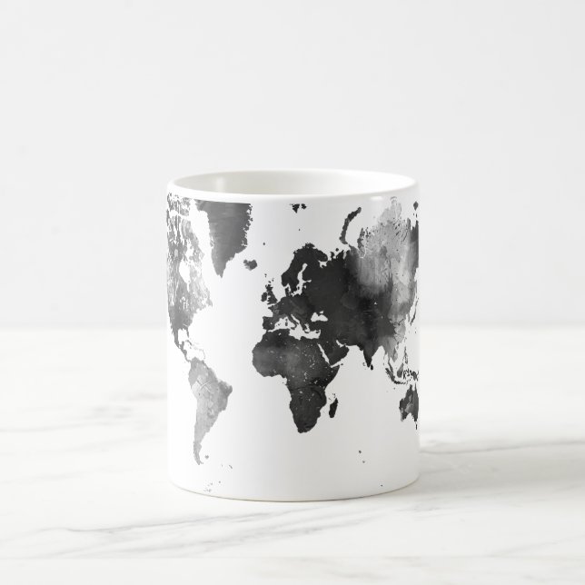 Mug CARTE du MONDE noire et blanche (Centre)