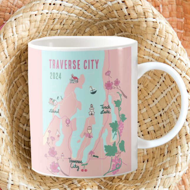 Mug Carte du vin et de la cerise de Traverse City Mich (Créateur téléchargé)
