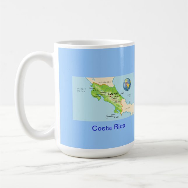 Mug Carte et drapeau du Costa Rica (Gauche)