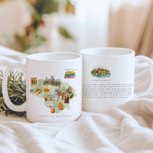 Mug Carte illustrée aquarelle Lituanie Monogramme