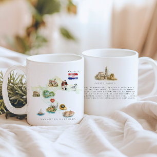 Mug Carte illustrée de Croatie à l'aquarelle   Monogra