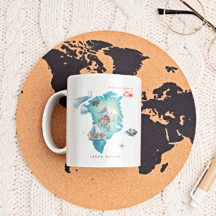 Mug Carte illustrée de Groenland à l'aquarelle   Monog