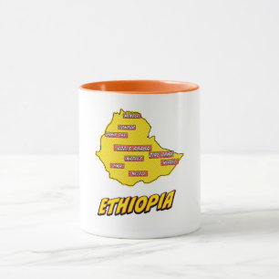 Mug Carte illustrée de l'Éthiopie dans le style Pop Ar