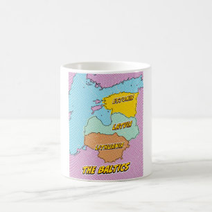 Mug Carte illustrée des États baltes dans le style Pop