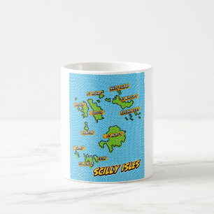 Mug Carte illustrée des îles Scilly dans le style Pop